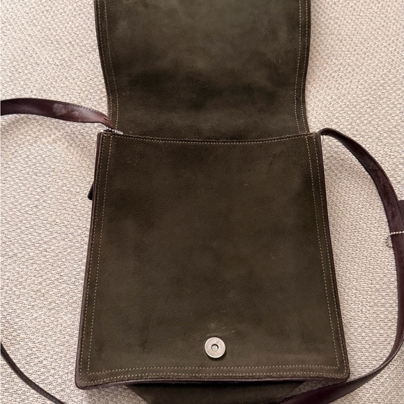 Rare Vintage Coach Olive Suede Leather Crossbody Bag - Picture 12 of 12